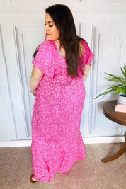 Perfectly You Fuchsia Ditzy Floral Fit & Flare Maxi Dress | Daverri Fashions