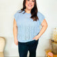 Bibi Blue Dolman Short Sleeve Pointelle Knit Sweater - DAVERRI FASHIONS
