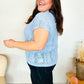 Bibi Blue Dolman Short Sleeve Pointelle Knit Sweater - DAVERRI FASHIONS