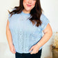 Bibi Blue Dolman Short Sleeve Pointelle Knit Sweater - DAVERRI FASHIONS