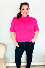 Pretty In Pink Mock Neck With Back Ribbon Bow Tie Sweater Top | Daverri Fashions