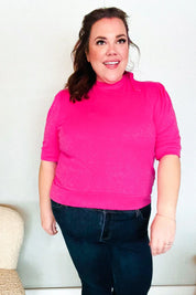 Pretty In Pink Mock Neck With Back Ribbon Bow Tie Sweater Top | Daverri Fashions