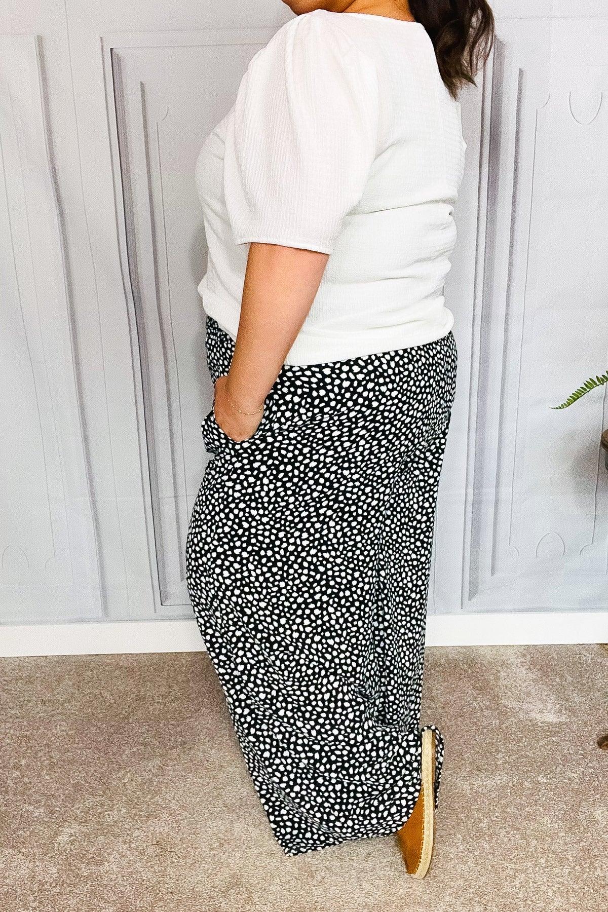 Let's Meet Up Black Animal Print Smocked Waist Palazzo Pants | Daverri Fashions