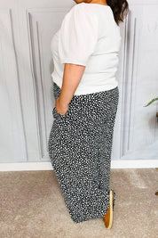 Let's Meet Up Black Animal Print Smocked Waist Palazzo Pants | Daverri Fashions