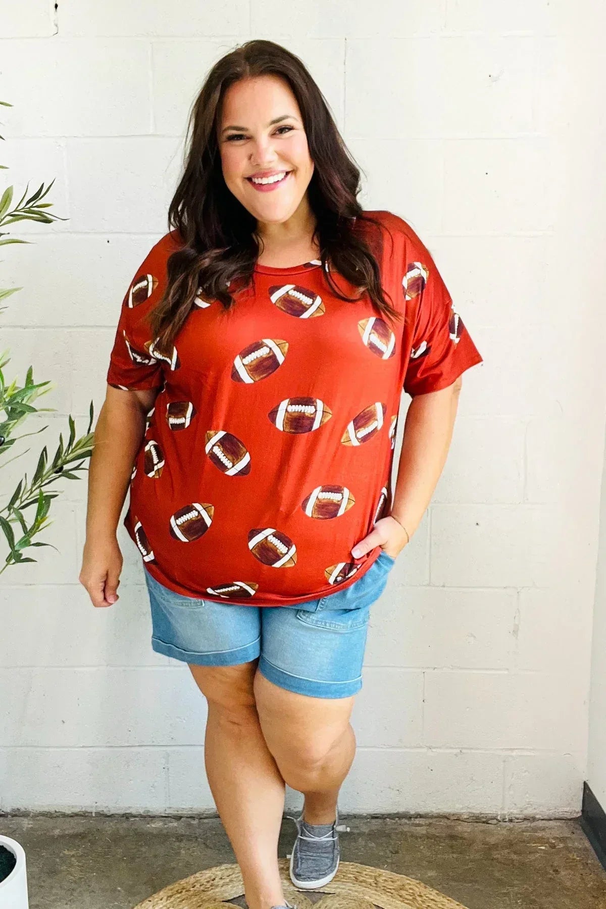 Game Day Auburn Football Print Knit Top - DAVERRI FASHIONS