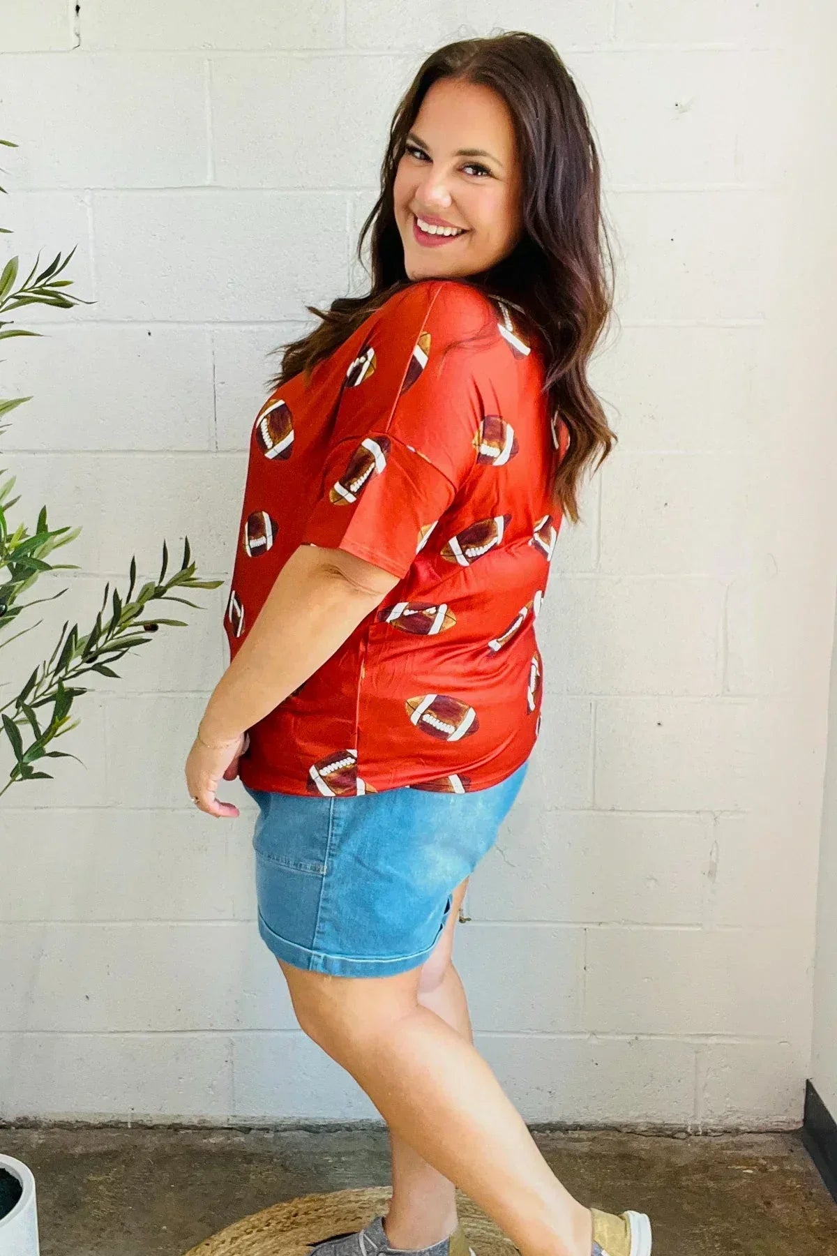 Game Day Auburn Football Print Knit Top - DAVERRI FASHIONS