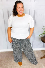 Let's Meet Up Black Animal Print Smocked Waist Palazzo Pants | Daverri Fashions