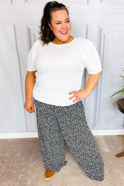 Let's Meet Up Black Animal Print Smocked Waist Palazzo Pants | Daverri Fashions
