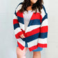 Simply Patriotic Red White & Blue Striped Crochet Cardigan - DAVERRI FASHIONS
