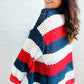 Simply Patriotic Red White & Blue Striped Crochet Cardigan - DAVERRI FASHIONS