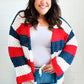 Simply Patriotic Red White & Blue Striped Crochet Cardigan - DAVERRI FASHIONS