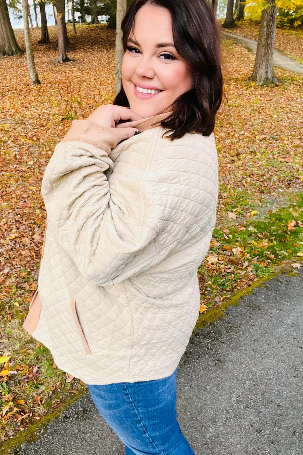 Eyes On You Taupe Quilted Knit Button Down Shacket - DAVERRI FASHIONS