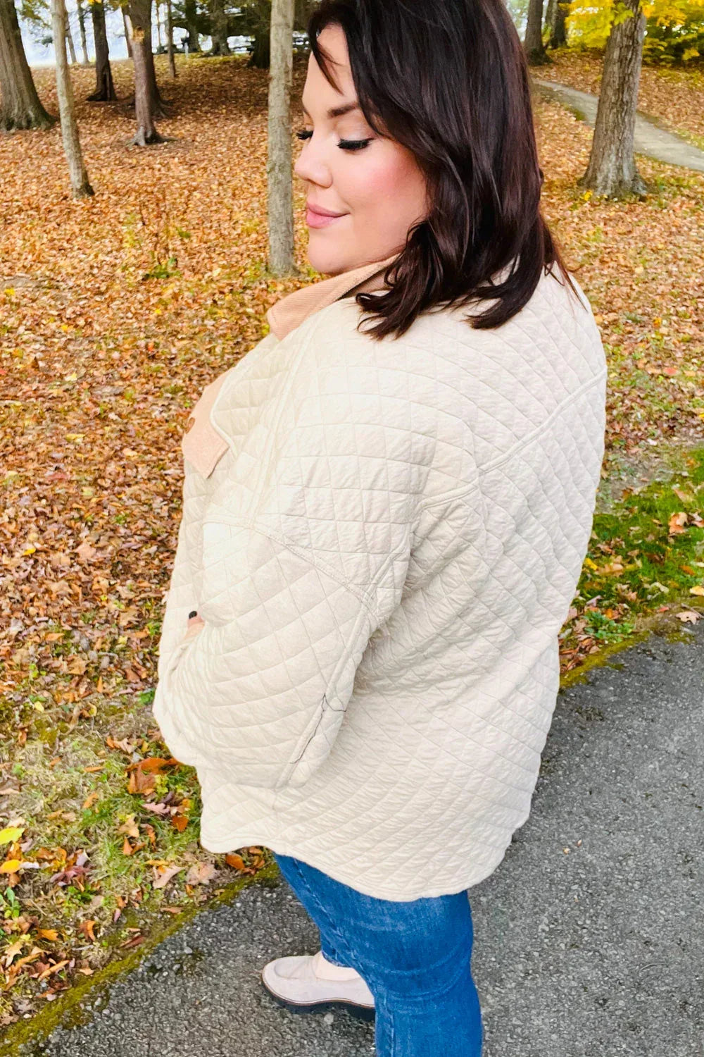 Eyes On You Taupe Quilted Knit Button Down Shacket - DAVERRI FASHIONS