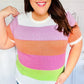 Get Started Lavender & Orange Stripe Jacquard Sweater Top - DAVERRI FASHIONS