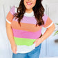 Get Started Lavender & Orange Stripe Jacquard Sweater Top - DAVERRI FASHIONS
