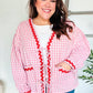 Spell Bound Red & Pink Cotton Ribbon Tie Gingham Pocket Jacket - DAVERRI FASHIONS