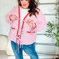 Spell Bound Red & Pink Cotton Ribbon Tie Gingham Pocket Jacket - DAVERRI FASHIONS