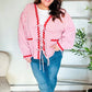 Spell Bound Red & Pink Cotton Ribbon Tie Gingham Pocket Jacket - DAVERRI FASHIONS