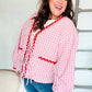 Spell Bound Red & Pink Cotton Ribbon Tie Gingham Pocket Jacket - DAVERRI FASHIONS