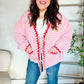Spell Bound Red & Pink Cotton Ribbon Tie Gingham Pocket Jacket - DAVERRI FASHIONS