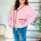 Spell Bound Red & Pink Cotton Ribbon Tie Gingham Pocket Jacket - DAVERRI FASHIONS