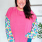 Lock Eyes Pink & Floral Bubble Sleeve French Terry Pullover - DAVERRI FASHIONS