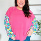 Lock Eyes Pink & Floral Bubble Sleeve French Terry Pullover - DAVERRI FASHIONS