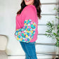 Lock Eyes Pink & Floral Bubble Sleeve French Terry Pullover - DAVERRI FASHIONS