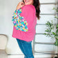 Lock Eyes Pink & Floral Bubble Sleeve French Terry Pullover - DAVERRI FASHIONS