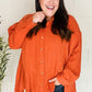 Everyday Rust Button Down Sharkbite Cotton Tunic Top - DAVERRI FASHIONS