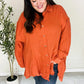 Everyday Rust Button Down Sharkbite Cotton Tunic Top - DAVERRI FASHIONS