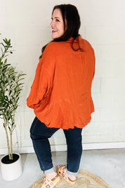 Everyday Rust Button Down Sharkbite Cotton Tunic Top | 2024 Blow-Out Sale Daverri Fashions
