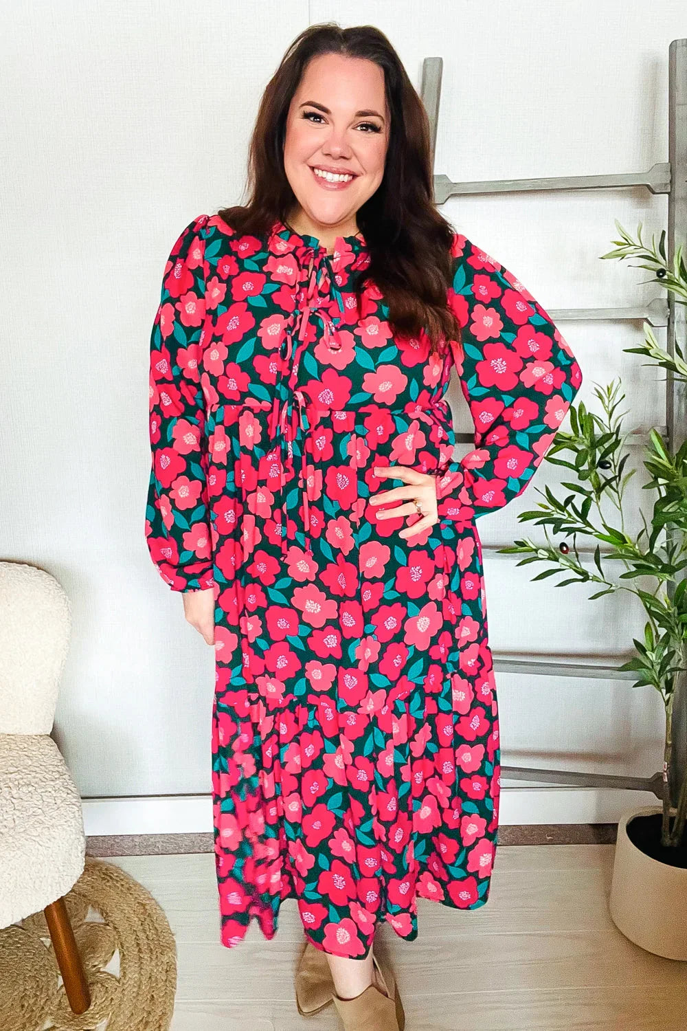 Look Adorable Ribbon Bow Tie Babydoll Tiered Maxi Dress | Daverri Fashions