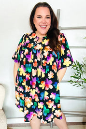 Look Adorable Ribbon Bow Tie Floral Babydoll Dress with Pockets | Daverri Fashions