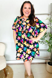 Look Adorable Ribbon Bow Tie Floral Babydoll Dress with Pockets | Daverri Fashions