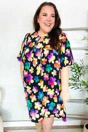 Look Adorable Ribbon Bow Tie Floral Babydoll Dress with Pockets | Daverri Fashions