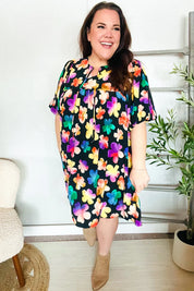 Look Adorable Ribbon Bow Tie Floral Babydoll Dress with Pockets | Daverri Fashions