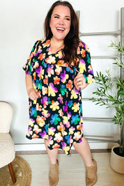 Look Adorable Ribbon Bow Tie Floral Babydoll Dress with Pockets | Daverri Fashions