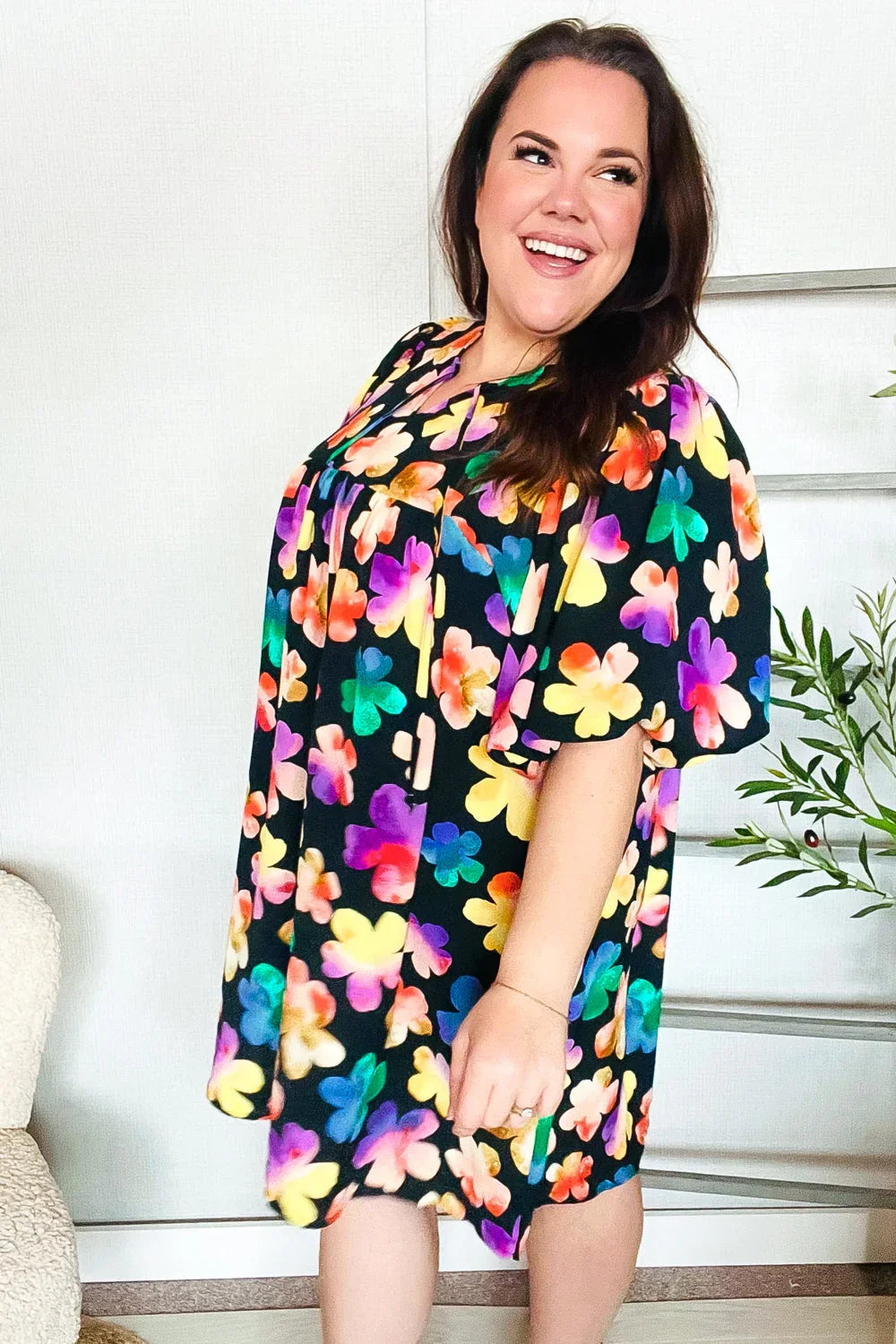 Look Adorable Ribbon Bow Tie Floral Babydoll Dress with Pockets | Daverri Fashions