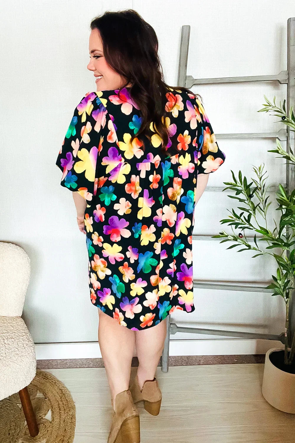 Look Adorable Ribbon Bow Tie Floral Babydoll Dress with Pockets | Daverri Fashions