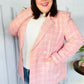 Get To It Pink Plaid Double Breasted Collar Lapel Blazer - DAVERRI FASHIONS