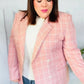 Get To It Pink Plaid Double Breasted Collar Lapel Blazer - DAVERRI FASHIONS