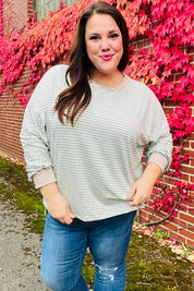 Spread Joy Grey & Ivory Striped Oversized Top | Daverri Fashions