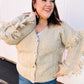 Weekend Ready Oatmeal V Neck Fringe Chunky Cable Cardigan - DAVERRI FASHIONS