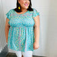 Turquoise Floral Stripe Babydoll Top - DAVERRI FASHIONS