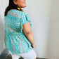Turquoise Floral Stripe Babydoll Top - DAVERRI FASHIONS