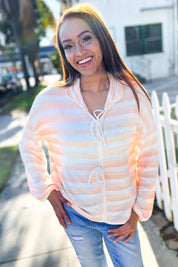 Embrace Joy Beige & Ivory Collar Stripe Bow Tie Terry Top | Daverri Fashions