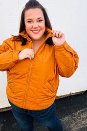 Eyes On You Butterscotch Quilted Puffer Jacket | Daverri Fashions