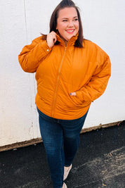 Eyes On You Butterscotch Quilted Puffer Jacket | Daverri Fashions