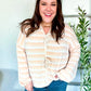 Embrace Joy Beige & Ivory Collar Stripe Bow Tie Terry Top - DAVERRI FASHIONS